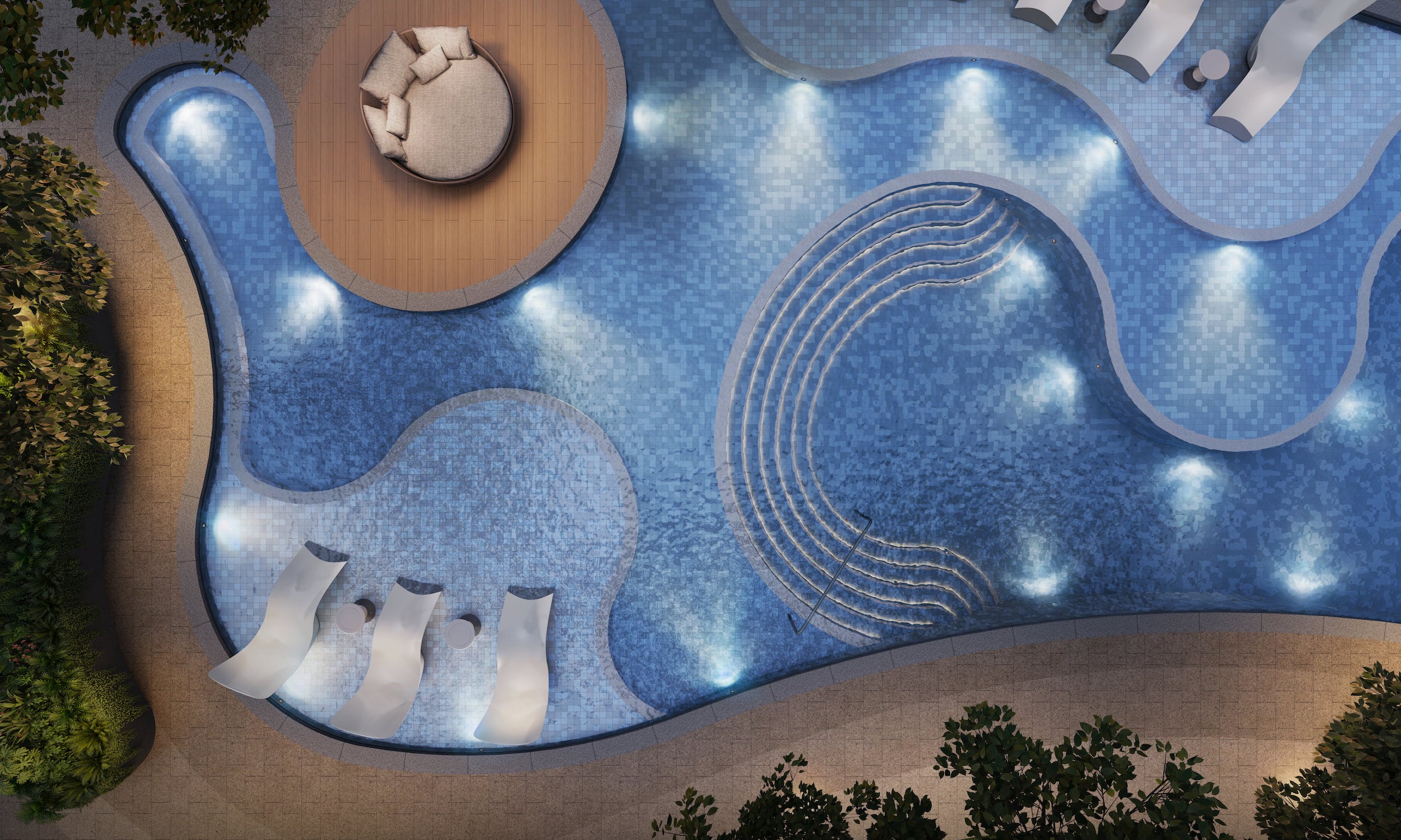 Tengah Garden Residences Pool Aerial Night